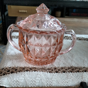 Jeannette Windsor Pink Depression Glass Double handled Sugar dish